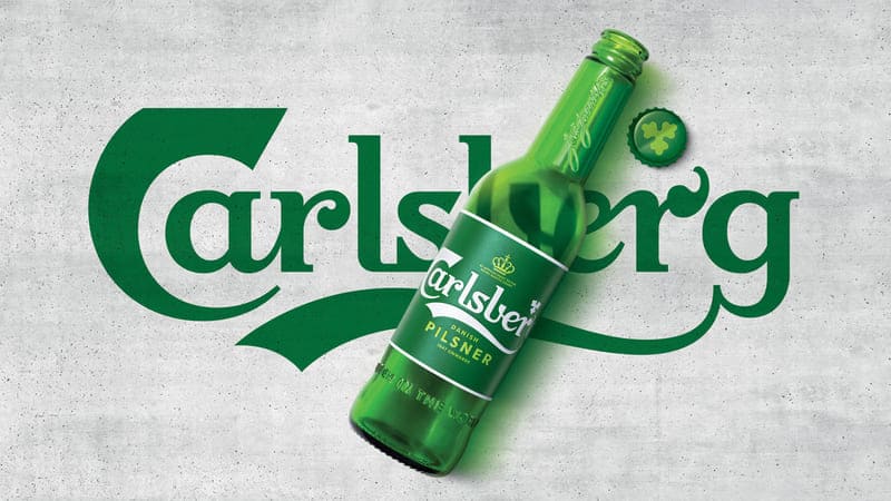 Logo bia Carlsberg với biểu tượng của sự mạnh mẽ, thành đạt và uy tín (St)