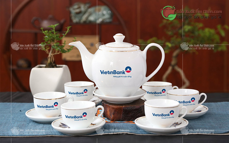 Bộ ấm trà in logo VietinBank