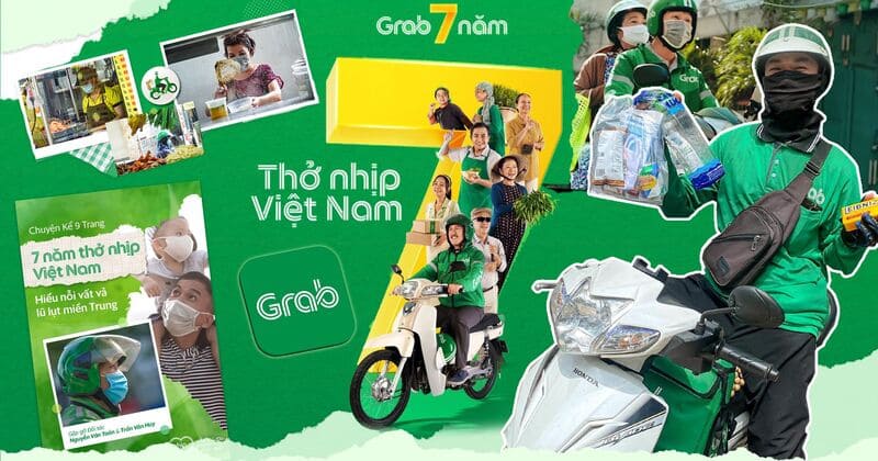 logo Grab trong chiến dịch marketing và quảng bá.